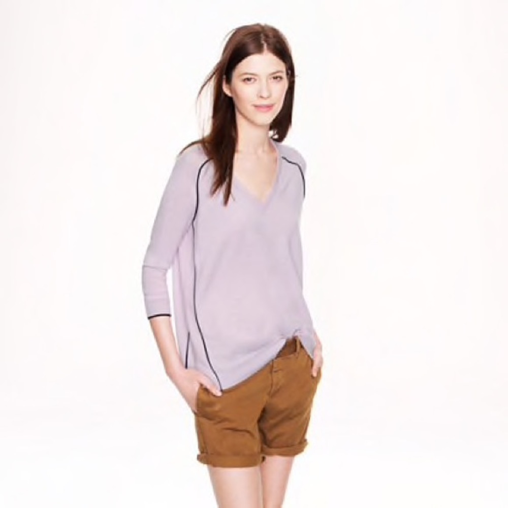 Merino wool tipped side panel v neck sweater